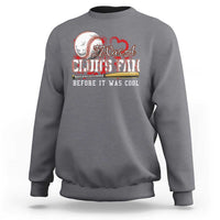 Charcoal heather baseball fan sweatshirt, crewneck, long sleeves, front graphic slogan