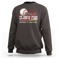 Dark chocolate baseball fan sweatshirt, crewneck, long sleeves, front graphic slogan