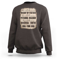 Men's dark chocolate baseball sweatshirt with vintage “Warm-up partner” print