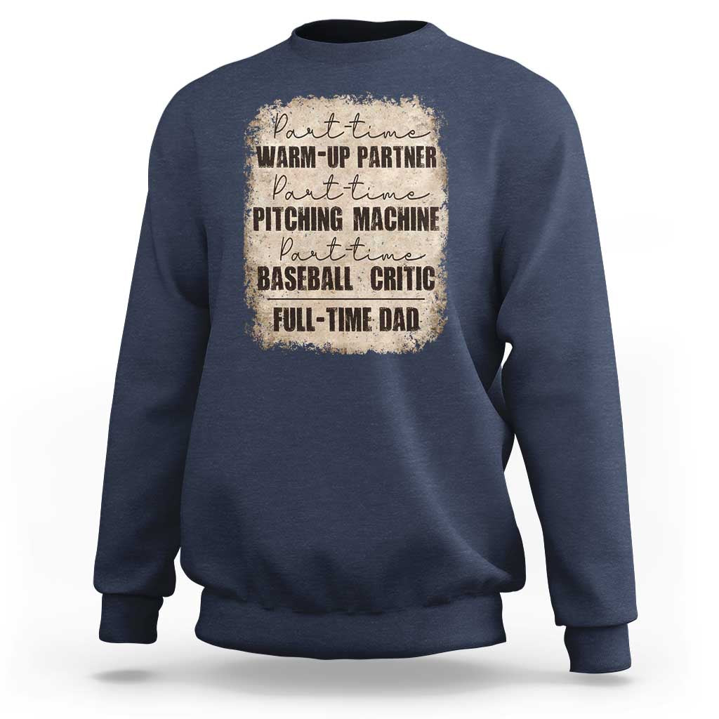 Men's navy baseball sweatshirt with vintage “Warm-up partner” print