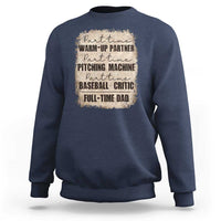 Men's navy baseball sweatshirt with vintage “Warm-up partner” print