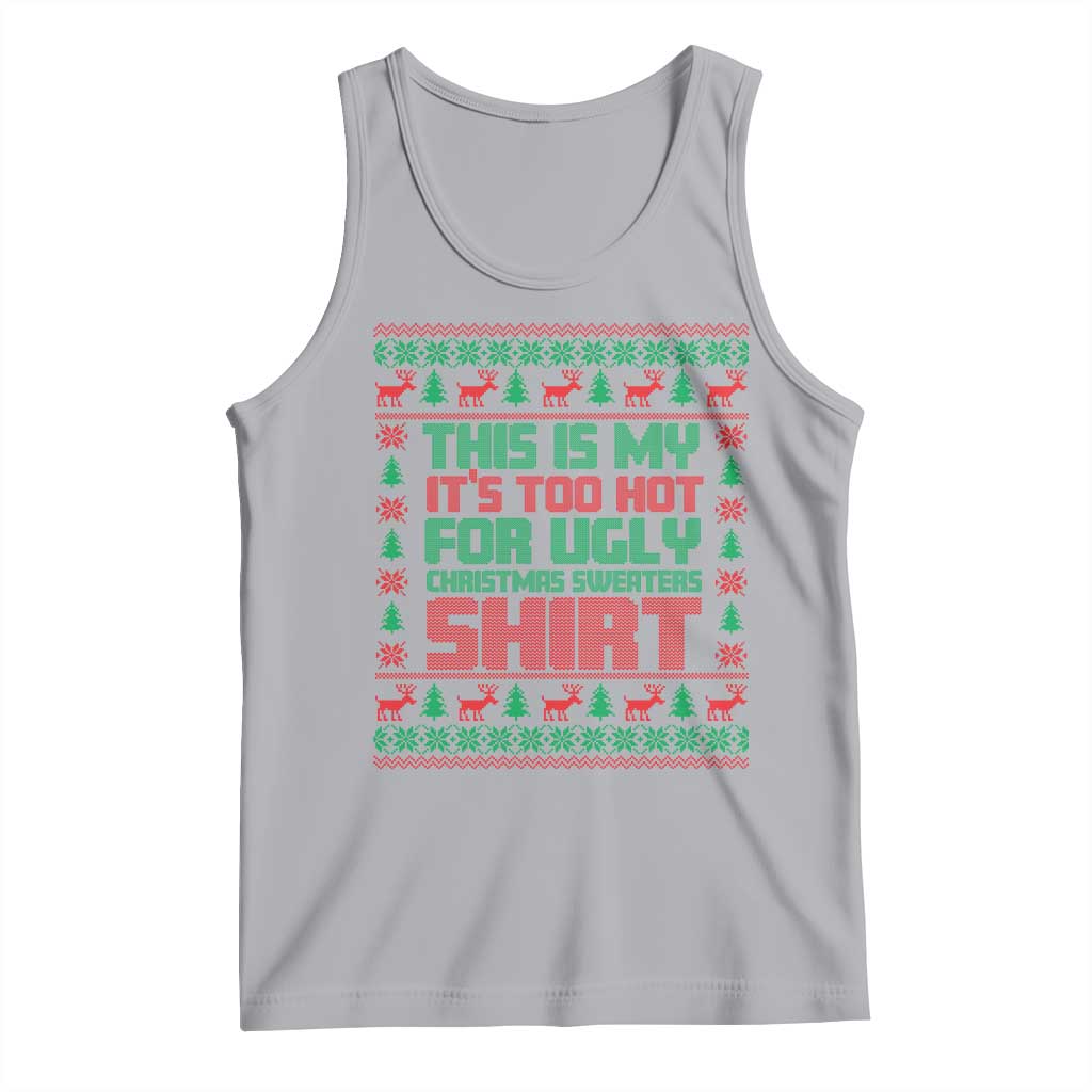 Gray Christmas graphic tank top with sleeveless crew neck
