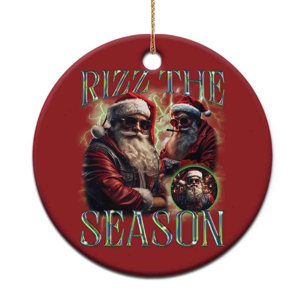 Funny Xmas Santa Christmas Ornament Rizz The Season Cool Santa - Wonder Print Shop