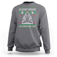 Charcoal crewneck sweatshirt with Christmas tree graphic and holiday text print