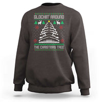 Dark chocolate crewneck sweatshirt with Christmas tree graphic and holiday text print
