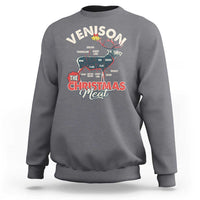 Charcoal gray sweatshirt with “The Christmas Meat” graphic and deer antler design