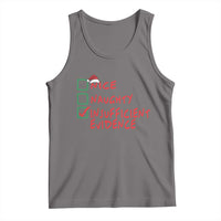 Dark gray Christmas tank top with 'MICE NAUGHTY INSUFFICIENT EVIDENCE' text