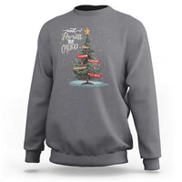 Charcoal gray Christmas sweatshirt with tree graphic and 'Wonderful Counselor' quote