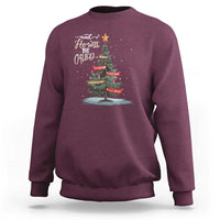 Maroon Christmas sweatshirt with tree graphic and 'Wonderful Counselor' quote