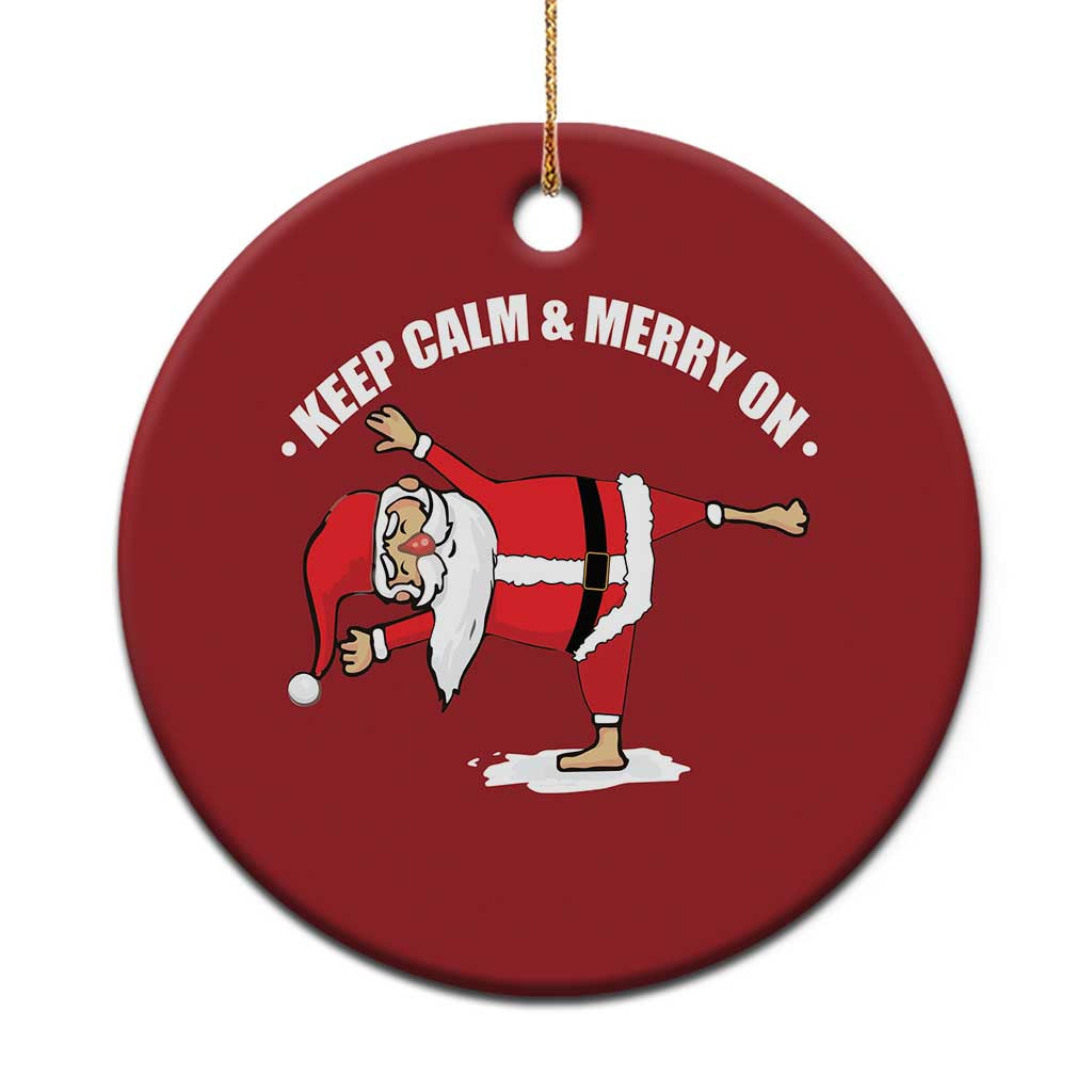 Funny Xmas Yoga Christmas Ornament Keep Calm And Merry On - Wonder Print Shop