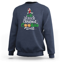 Navy Christmas running race sweatshirt with Santa and cookie graphic on front
