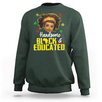 Boys dark forest green sweatshirt with front 'Handsome Black & Educated' graphic