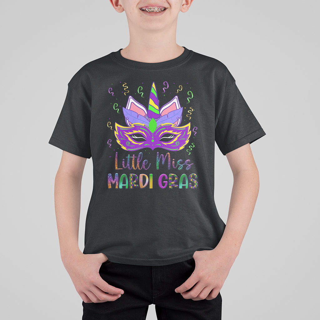 Mardi Gras T Shirt For Kid Little Miss Unicorn Cute Girl Women - Wonder Print Shop