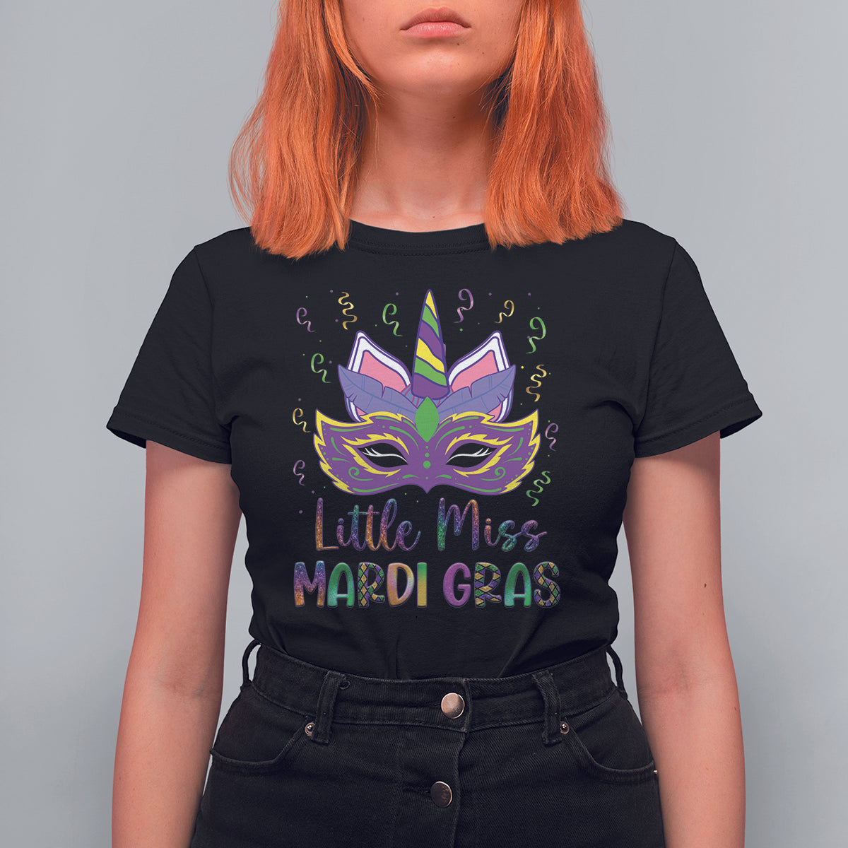 Mardi Gras T Shirt For Women Little Miss Unicorn Cute Girl Women - Wonder Print Shop