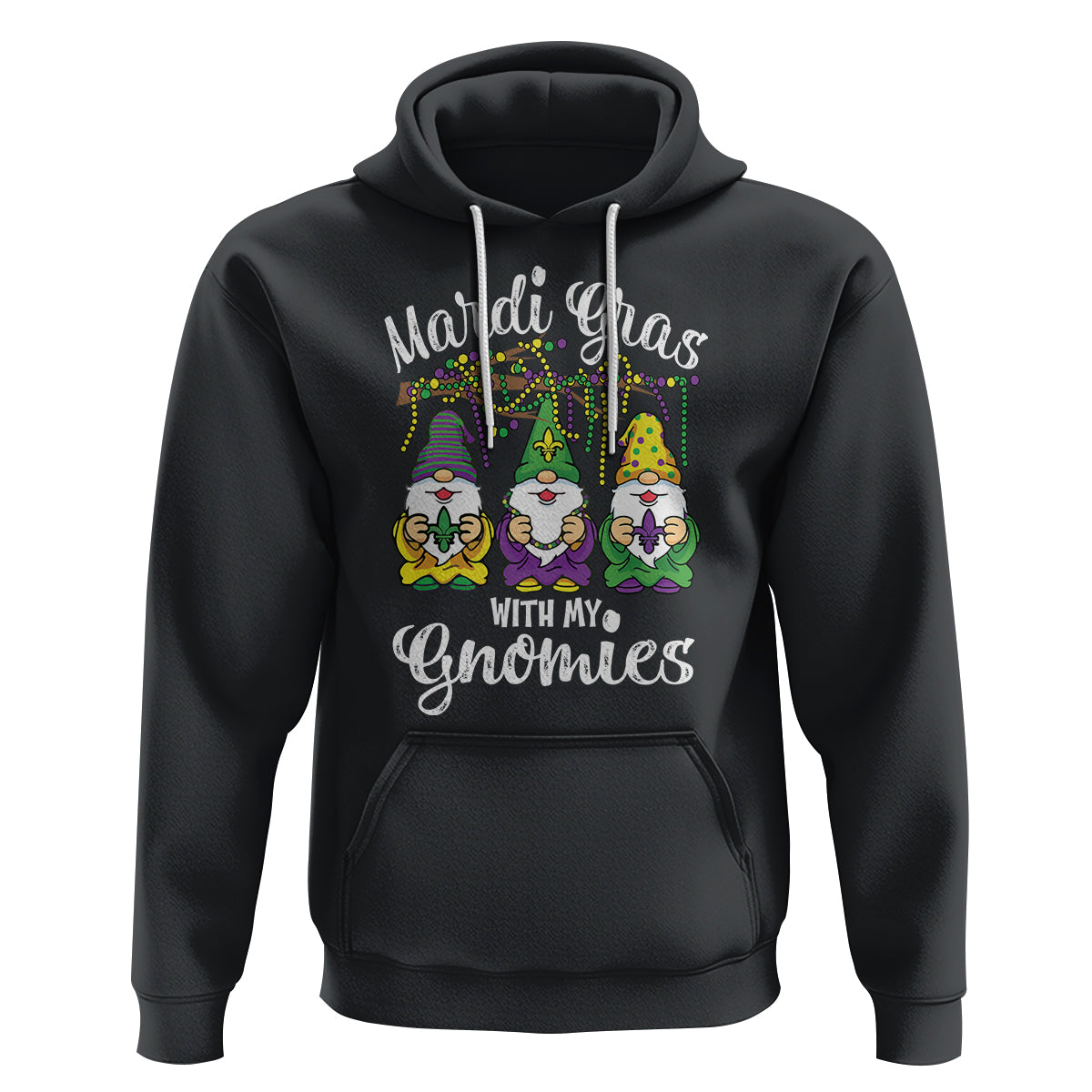 Mardi Gras With My Gnomies Funny Gnomes Squad Hoodie - Wonder Print Shop