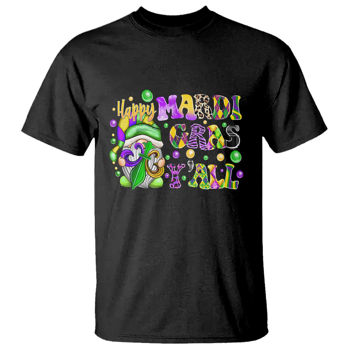 Happy Mardi Gras Y'all Cute Gnome Fat Tuesday T Shirt - Wonder Print Shop