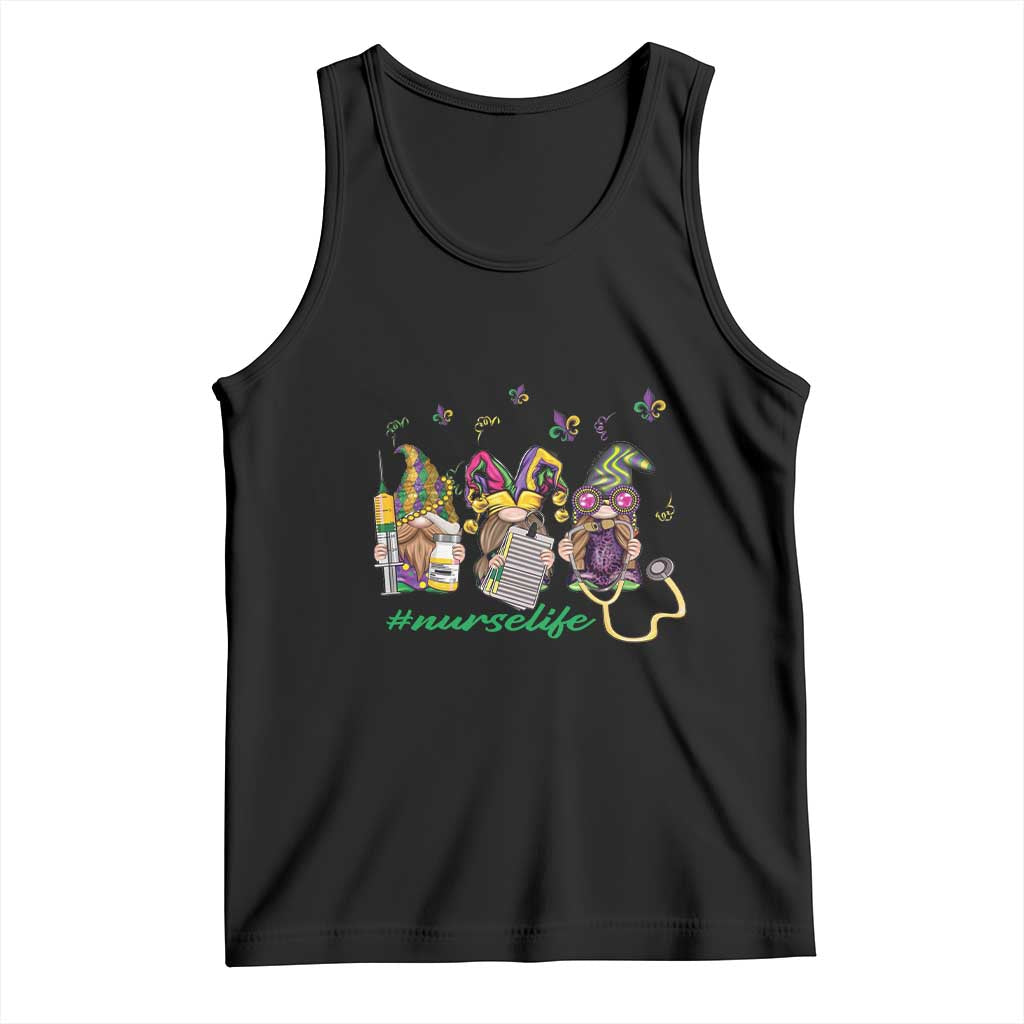 Mardi Gras Tank Top Jester Gnomes Nurse RN ICU NICU ER Scrub