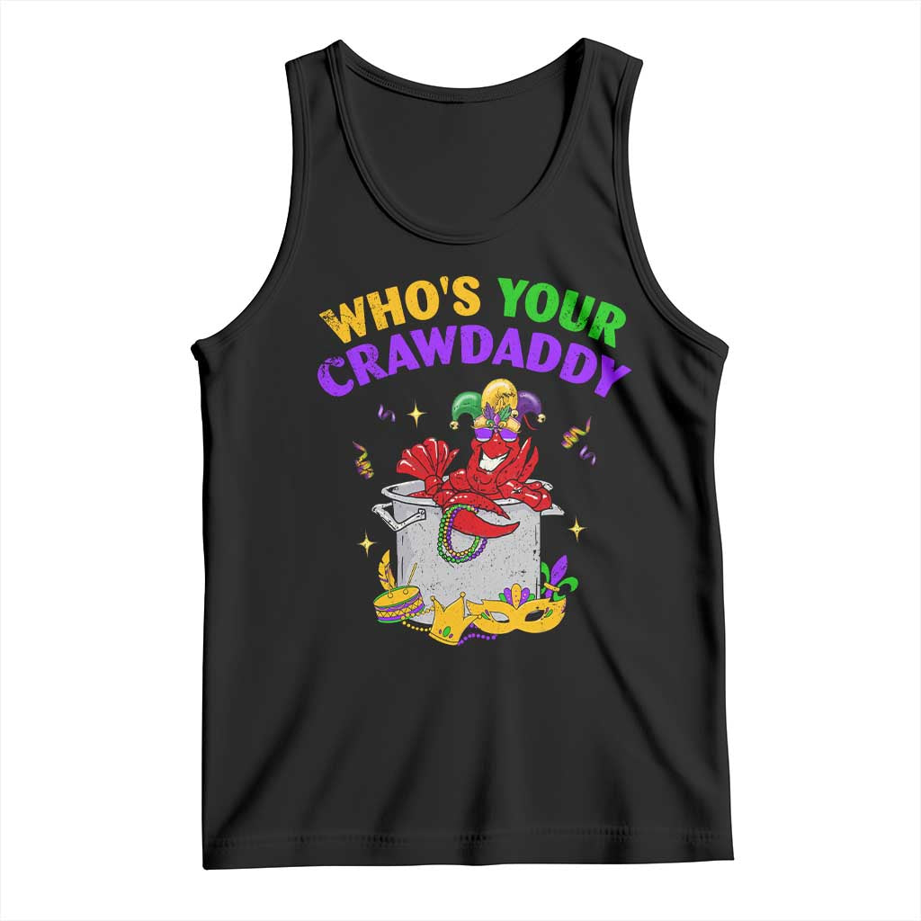 Mardi Gras Tank Top Who's Your Crawdaddy Funny Crawfish Jester Beads