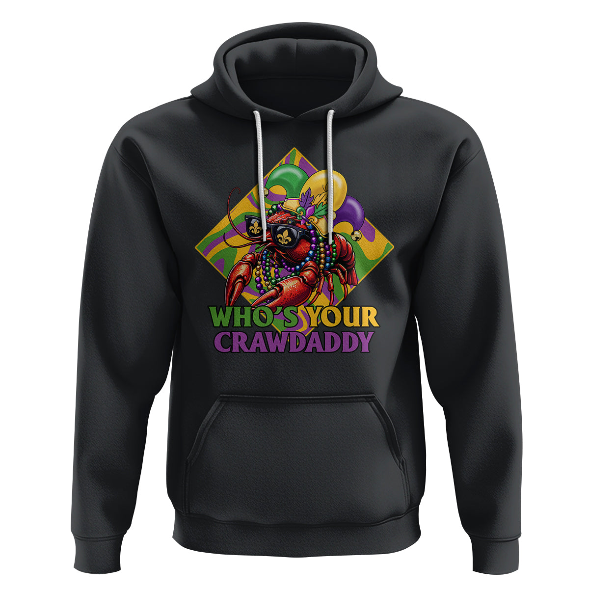 Mardi Gras Hoodie Who's Your Crawdaddy Funny Crawfish Jester Beads - Wonder Print Shop