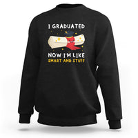 Black graduation sweatshirt with crew neck and quote 'I graduated...' print