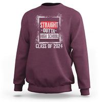 Maroon graduation sweatshirt with front 'Class of 2024' text graphic