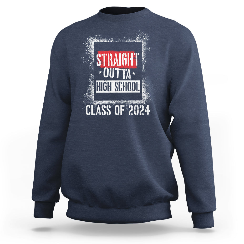 Navy graduation sweatshirt with front 'Class of 2024' text graphic