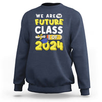 Navy crewneck sweatshirt with “We Are the Future” Class of 2024 graphic