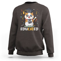 Dark chocolate cat graduation sweatshirt with 'Educated' text and cartoon cat holding a diploma