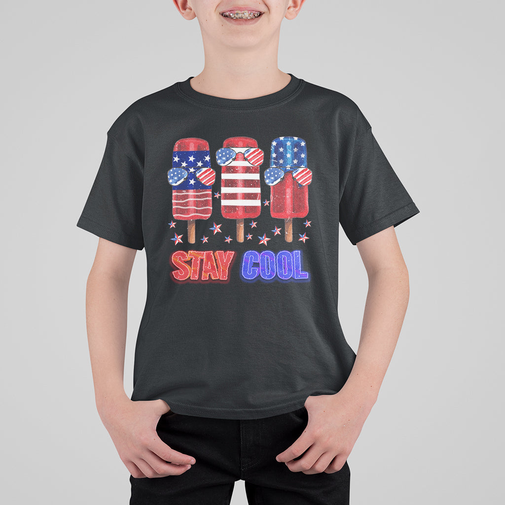 4th Of July T Shirt For Kid Stay Cool USA Flag Patriotic Ice Cream - Wonder Print Shop