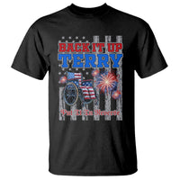 Black T-shirt with patriotic bicycle, fireworks, and “Put It in Reverse” text graphic