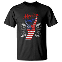Black 4th of July T-shirt with Merica text and star-and-stripe graphic