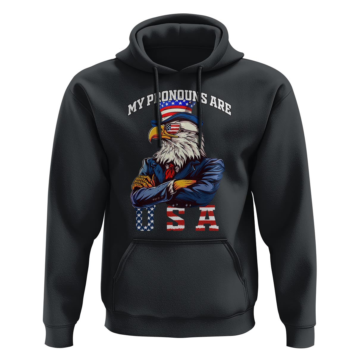 Funny 4th Of July Hoodie My Pronouns USA Eagle American - Wonder Print Shop