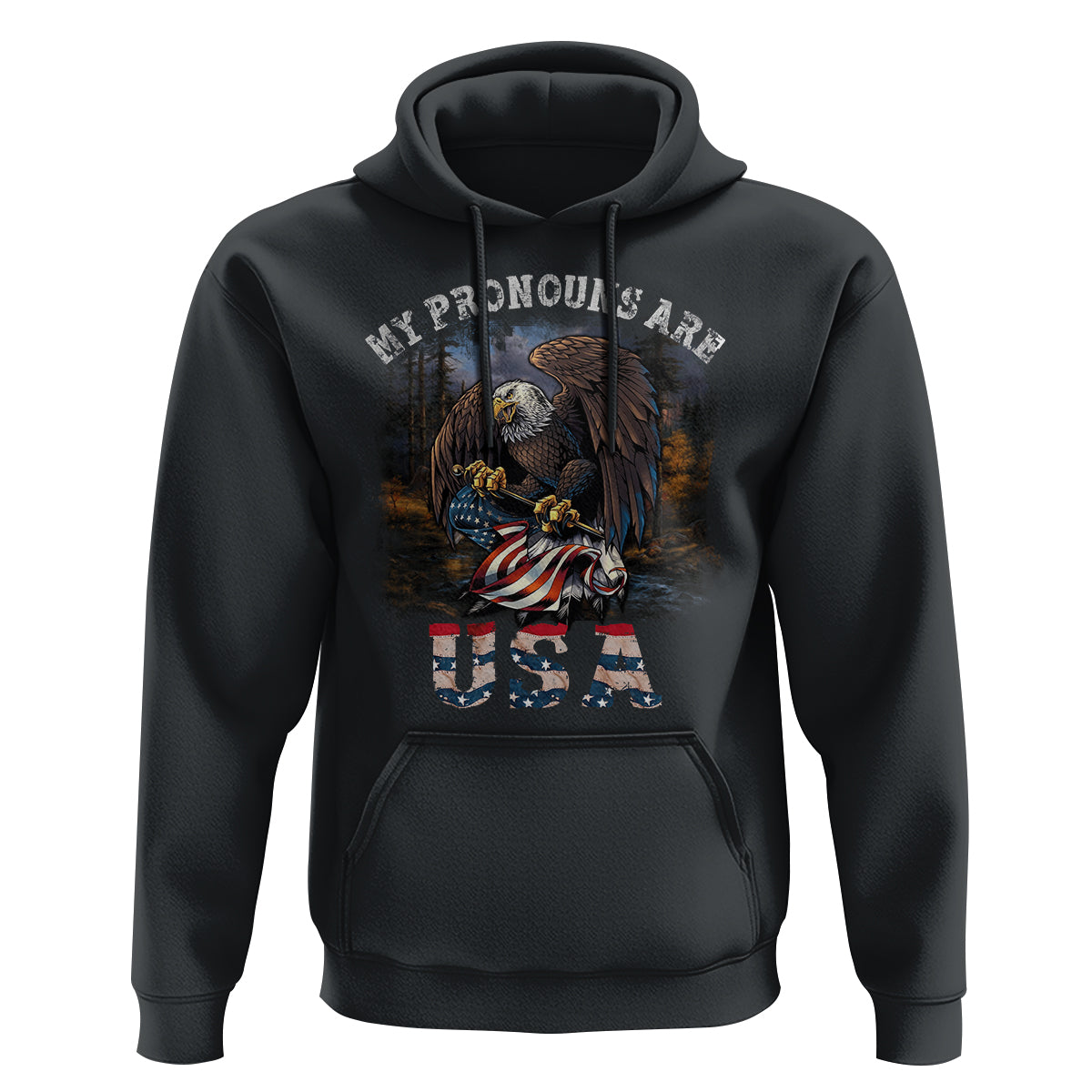 Funny 4th Of July Hoodie My Pronouns USA Eagle American - Wonder Print Shop