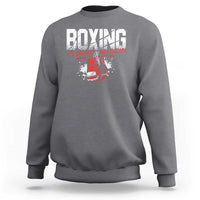 Charcoal gray boxing graphic sweatshirt, crewneck with long sleeves and ribbed cuffs