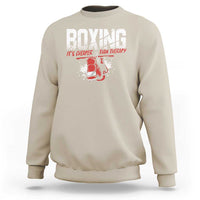 Sand beige boxing graphic sweatshirt, crewneck with long sleeves and ribbed cuffs