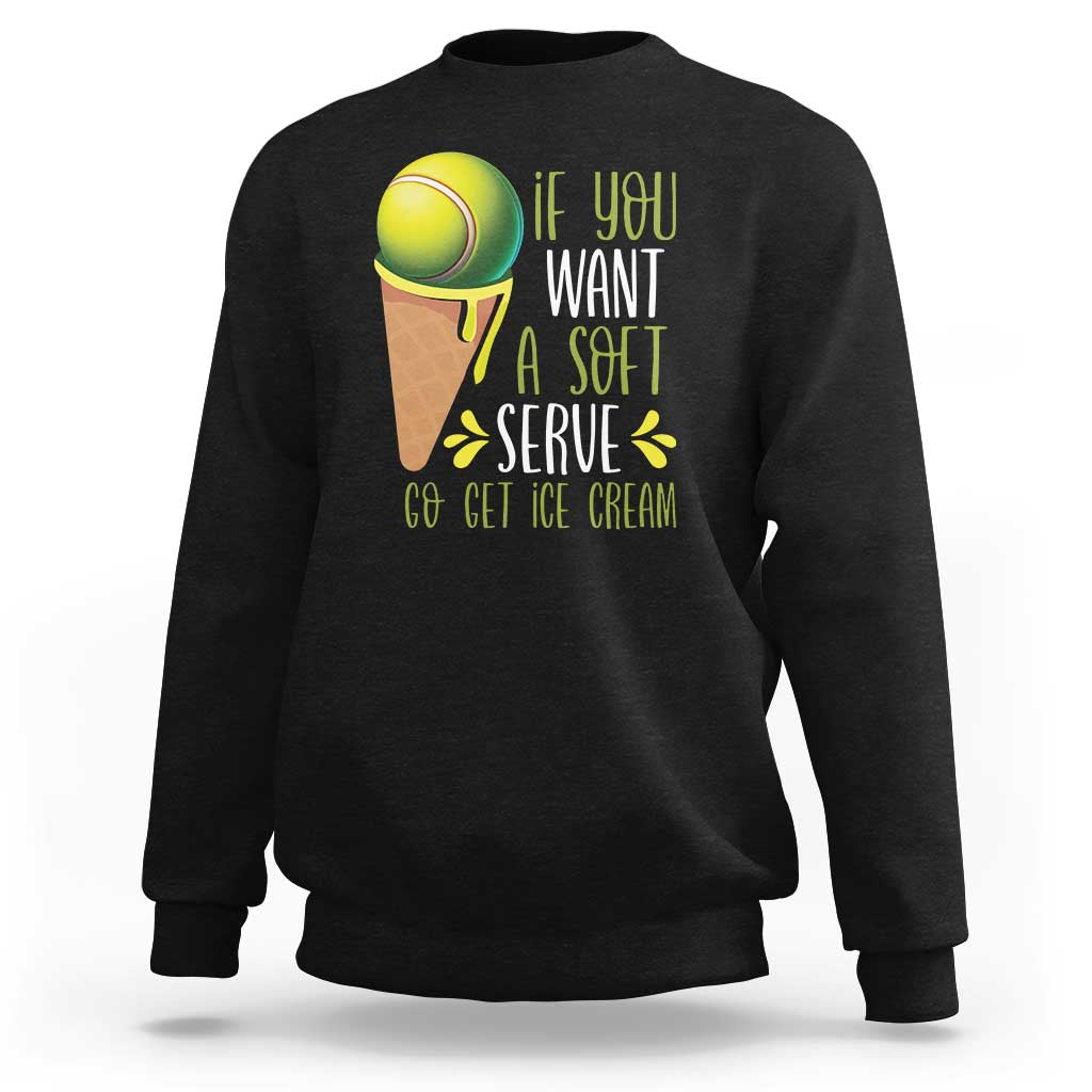 Black tennis sweatshirt with soft-serve ice cream graphic on chest