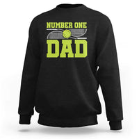 Tennis dad crewneck sweatshirt in black with “Number One Dad” graphic