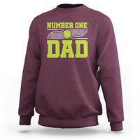 Tennis dad crewneck sweatshirt in maroon with “Number One Dad” graphic