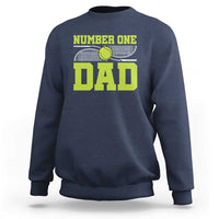 Tennis dad crewneck sweatshirt in navy with “Number One Dad” graphic