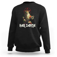 Black heavy metal style sweatshirt with Santa guitarist graphic on front.