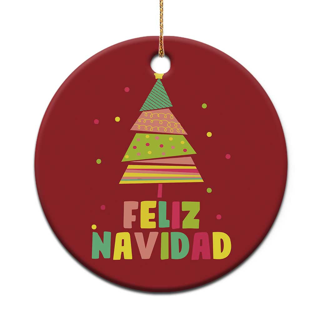 Feliz Navidad Colorful Xmas Tree Spanish Christmas Ornament - Wonder Print Shop