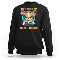 Black sweatshirt with cat gamer graphic and 'Right Meow' text