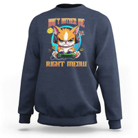 Navy sweatshirt with cat gamer graphic and 'Right Meow' text