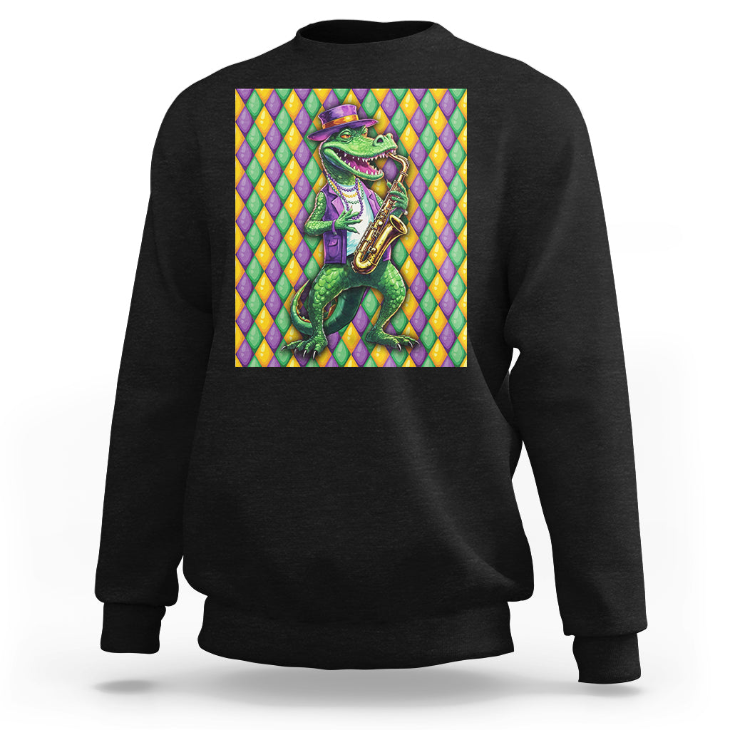 Mardi Gras Funny Alligator Crocodiles Jester Fat Tuesday New Orleans Sweatshirt - Wonder Print Shop