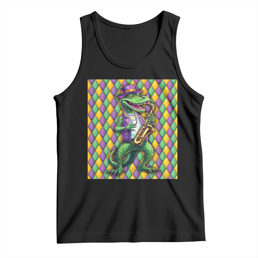 Mardi Gras Funny Alligator Crocodiles Jester Fat Tuesday New Orleans Tank Top