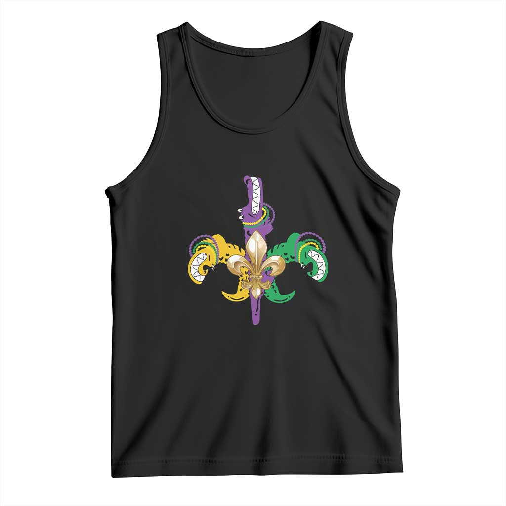 Mardi Gras Alligator Crocodiles Funny Fleur De Lis Tank Top