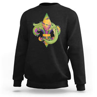 Alligator crocodile fleur-de-lis sweatshirt in black, front graphic