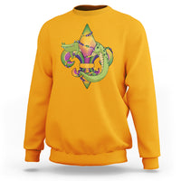 Alligator crocodile fleur-de-lis sweatshirt in gold, front graphic