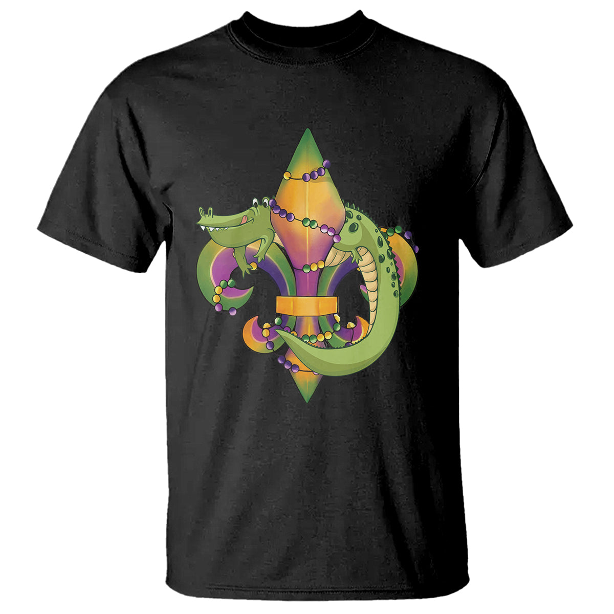 Mardi Gras Alligator Crocodiles Fleur De Lis T Shirt - Wonder Print Shop