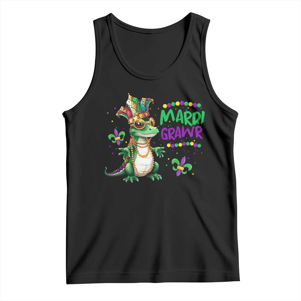 Mardi Grawr Gras Cute Bead Dinosaur Tank Top